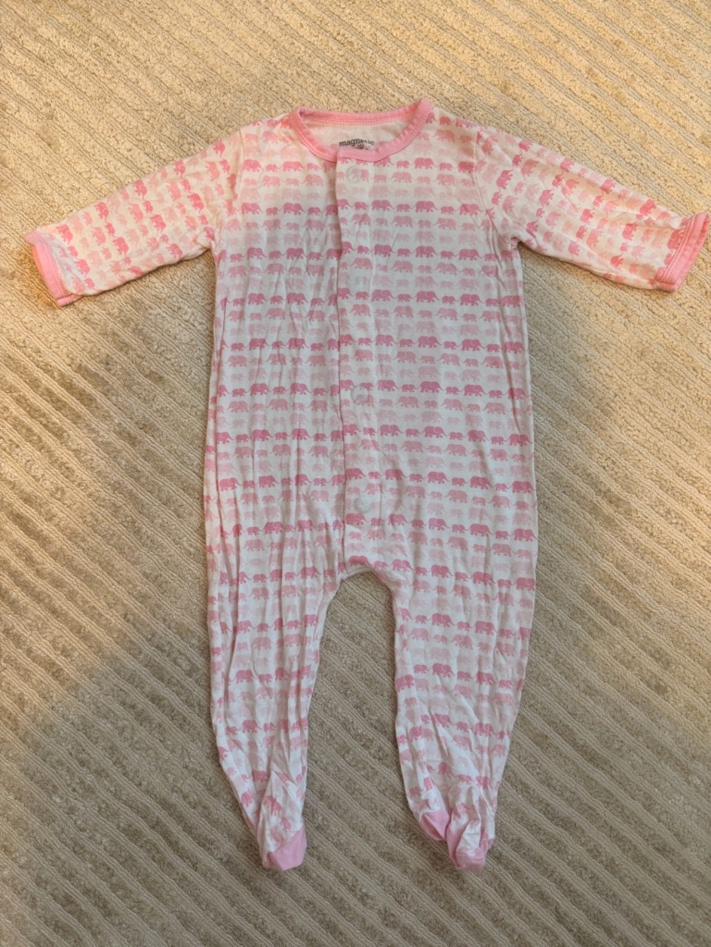 Magnificent Baby Pink and White Elephant Footed One-Piece